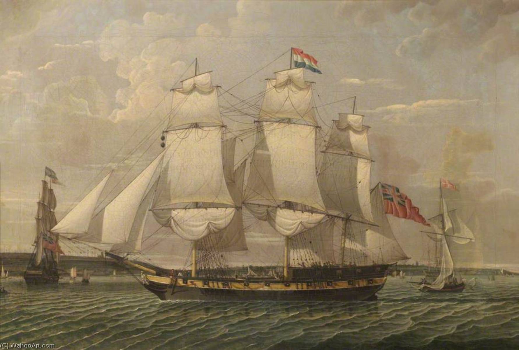 Wikioo.org - The Encyclopedia of Fine Arts - Painting, Artwork by Robert Salmon - Sailing Ship 'David Shaw'