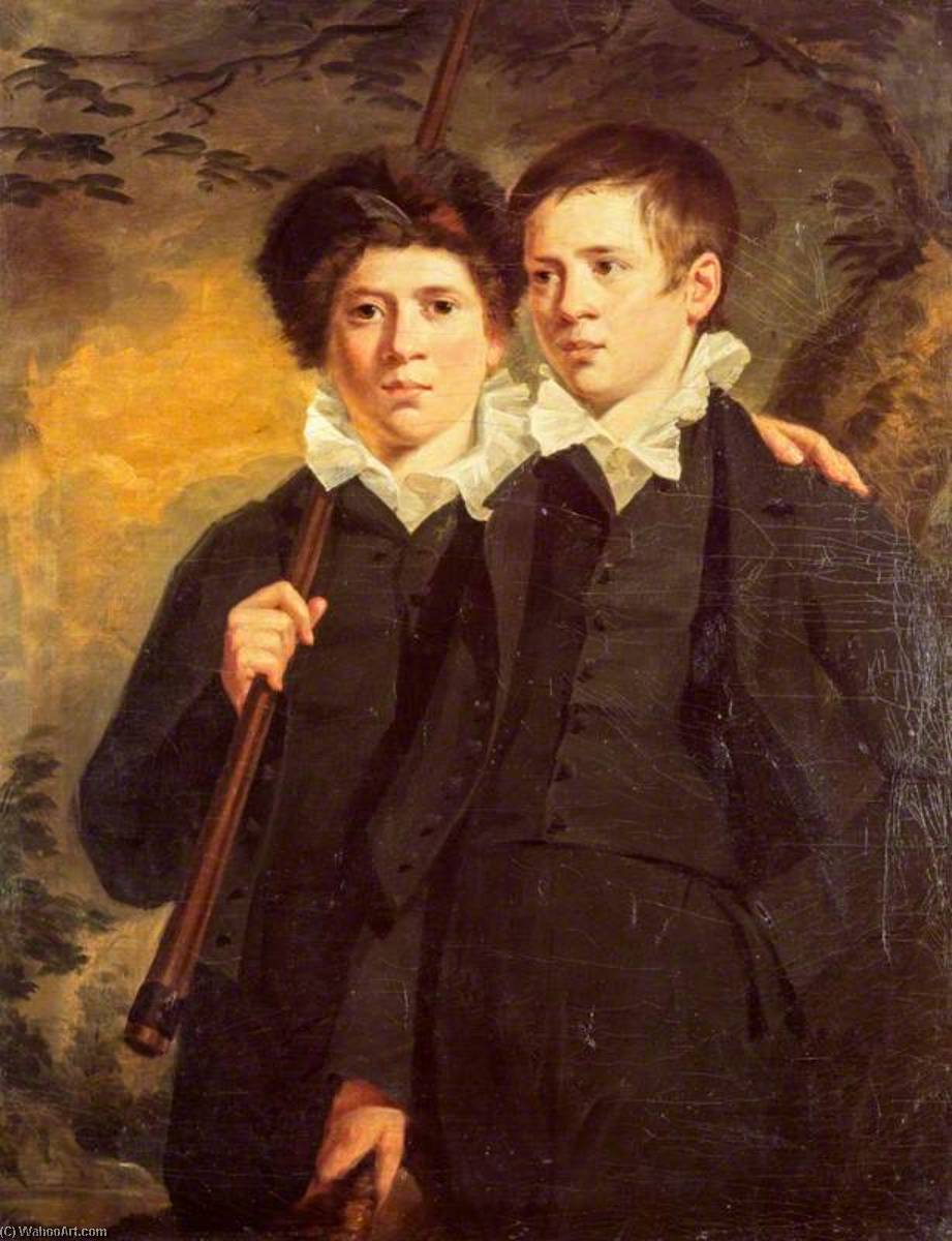 Wikioo.org - The Encyclopedia of Fine Arts - Painting, Artwork by John Syme - Portrait of Two Boys (said to be the Artist's Twin Brothers)