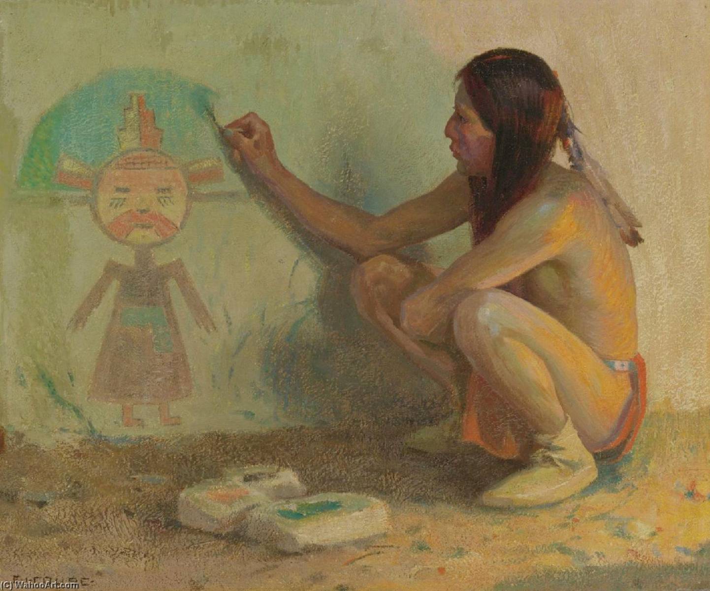 Wikioo.org - The Encyclopedia of Fine Arts - Painting, Artwork by Eanger Irving Couse - The Kachina Painter