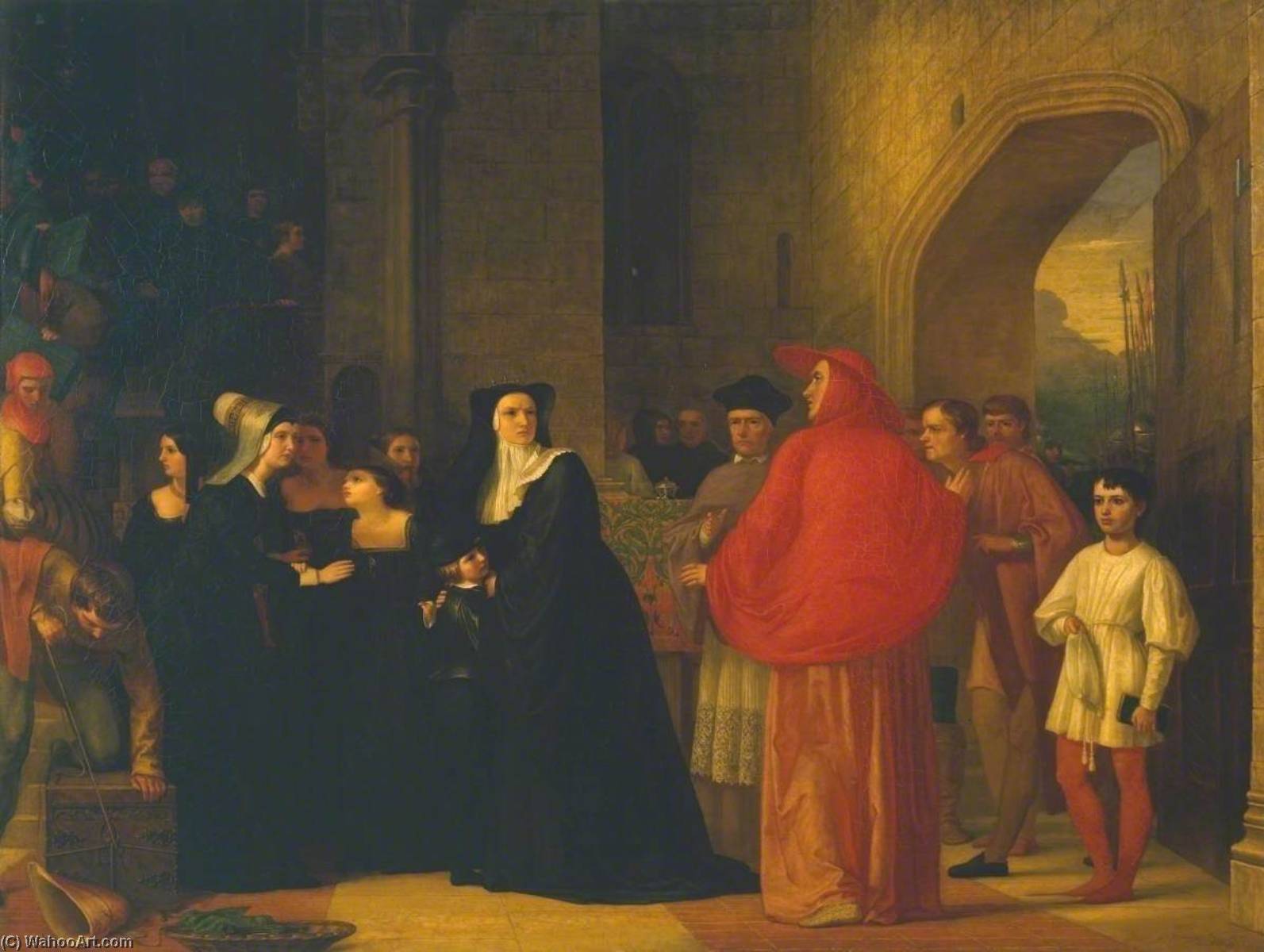 Wikioo.org - The Encyclopedia of Fine Arts - Painting, Artwork by John Zephaniah Bell - Cardinal Bourchier Urges the Widow of Edward IV to Let her Son out of Sanctuary