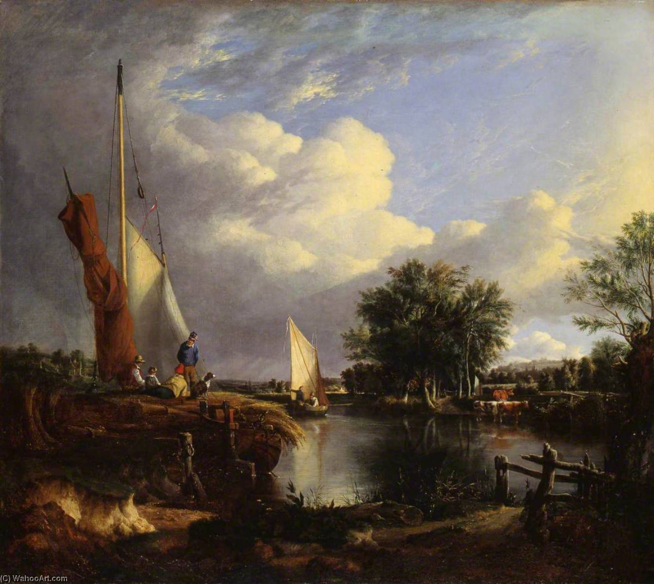 Wikioo.org - The Encyclopedia of Fine Arts - Painting, Artwork by Joseph Stannard - The River at Thorpe, Norfolk