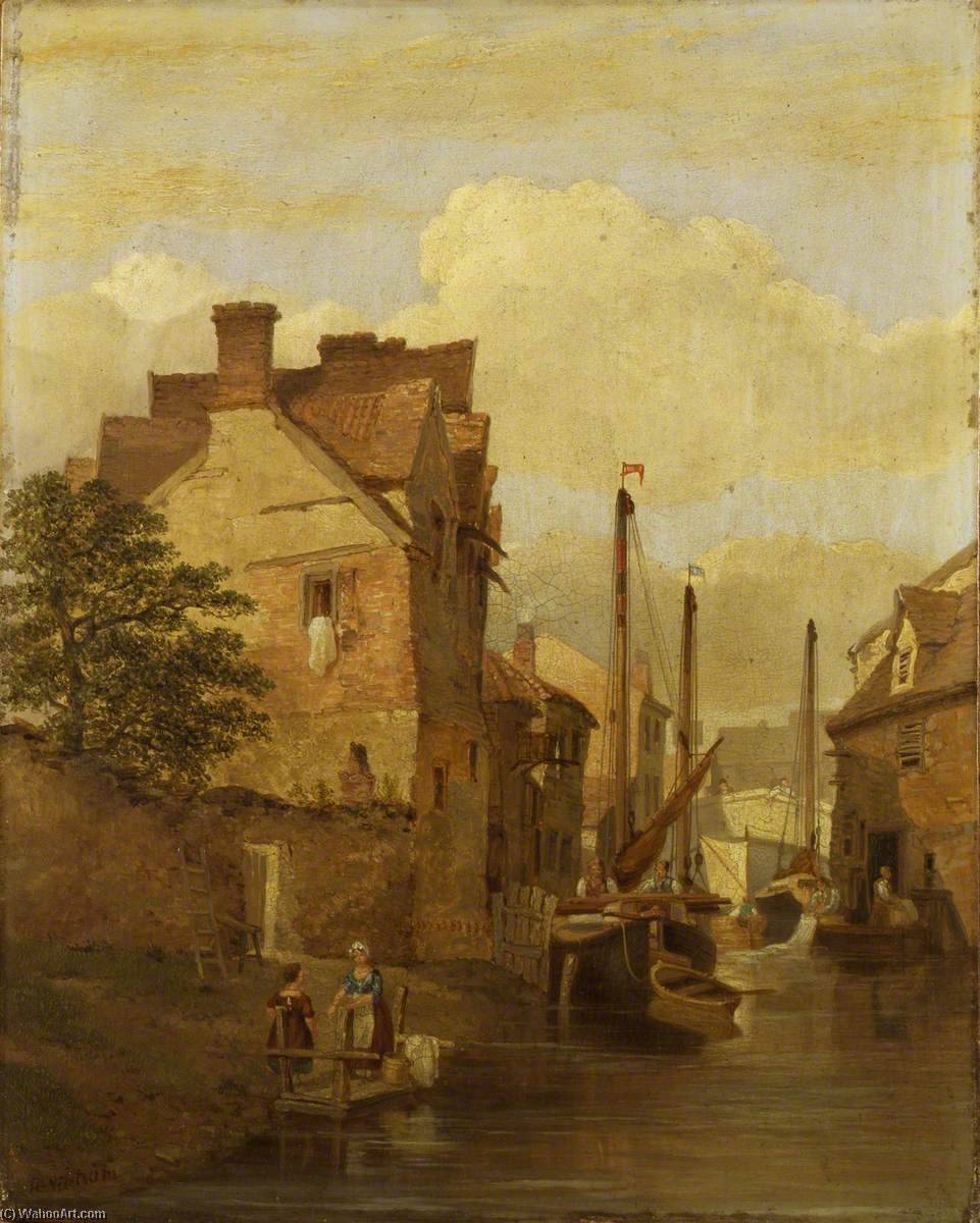 Wikioo.org - The Encyclopedia of Fine Arts - Painting, Artwork by Henry Ninham - The River Wensum, Norwich