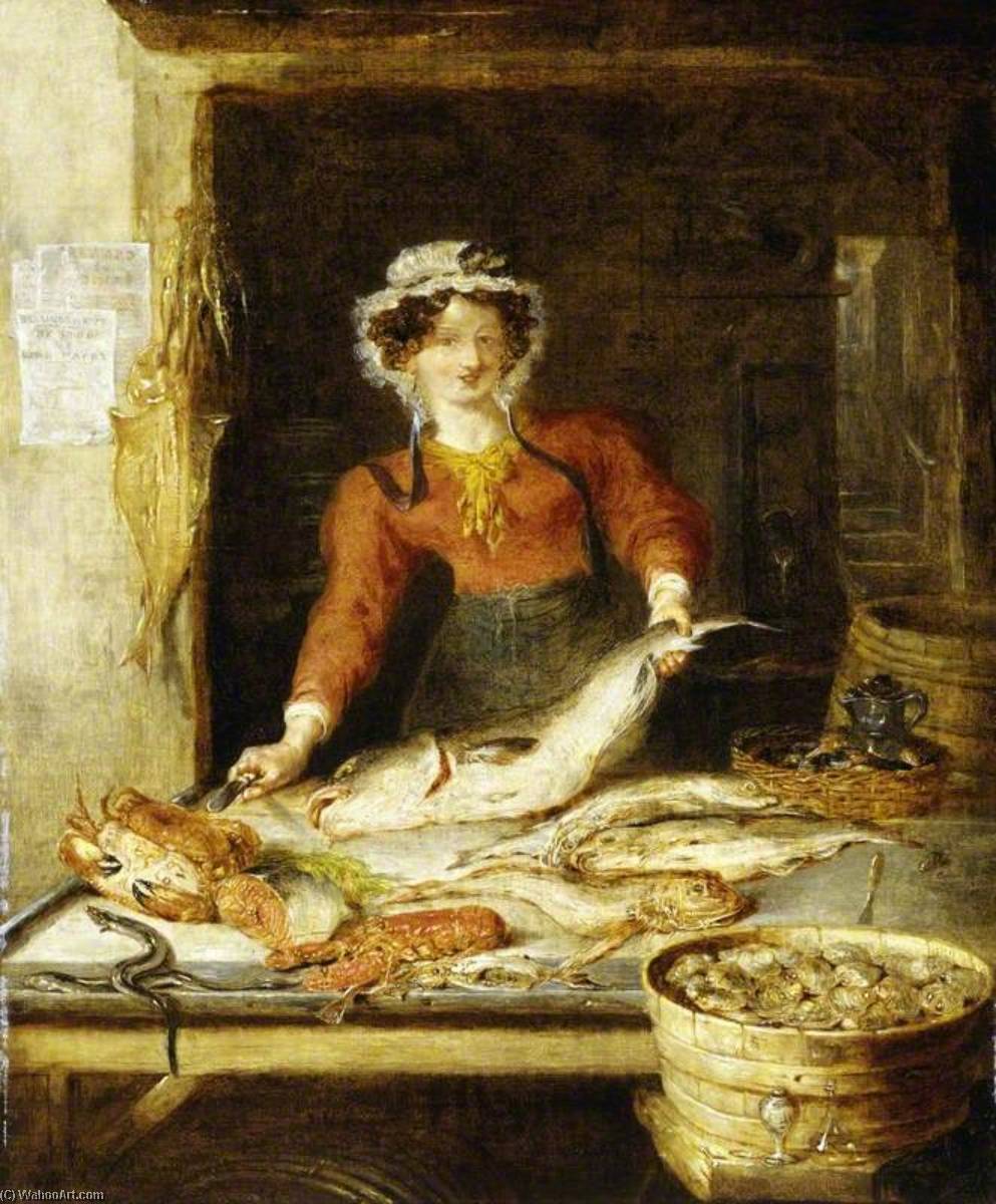 Wikioo.org - The Encyclopedia of Fine Arts - Painting, Artwork by William Kidd - The Fish Stall