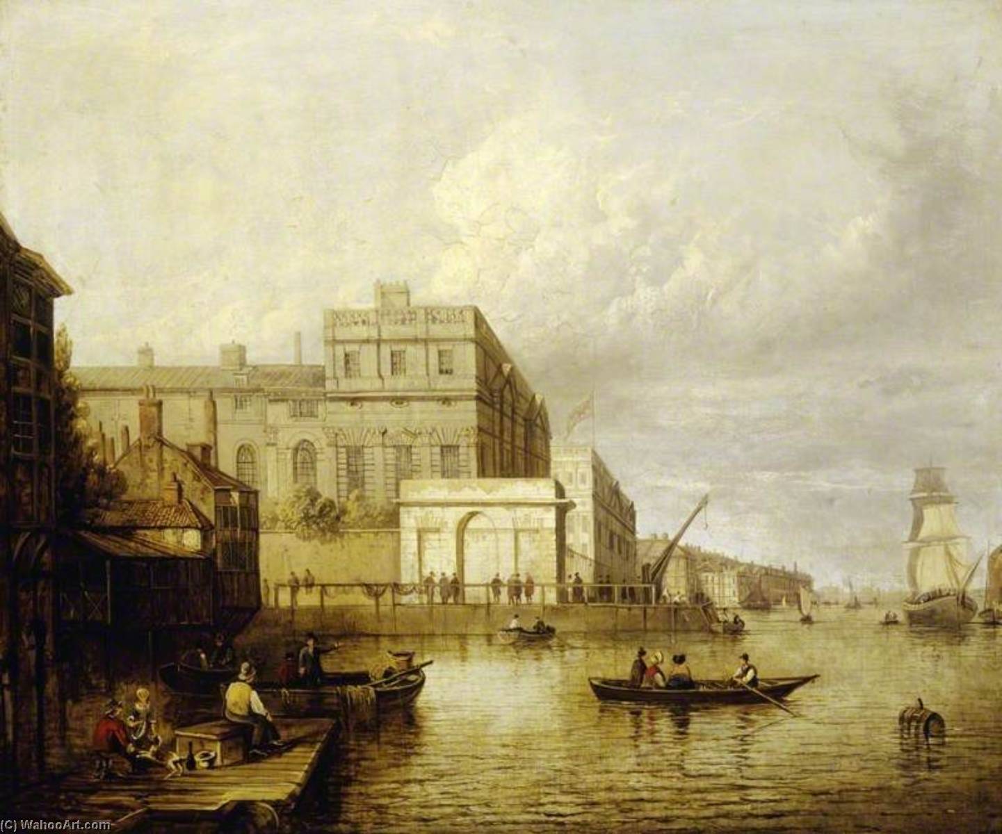 Wikioo.org - The Encyclopedia of Fine Arts - Painting, Artwork by John Dean Paul - Greenwich Hospital from the River, London