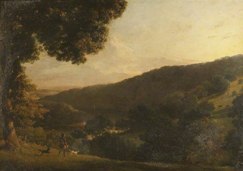 Wikioo.org - The Encyclopedia of Fine Arts - Painting, Artwork by Edmund Ward Gill - A View on the River Dart, Devon, with a Man with a Gun