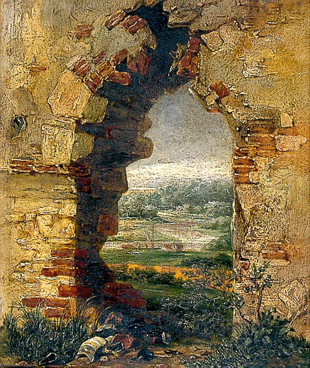 Wikioo.org - The Encyclopedia of Fine Arts - Painting, Artwork by Alfred Priest - Thorpe River, Norwich (View through an Arch of Whitlingham Church)