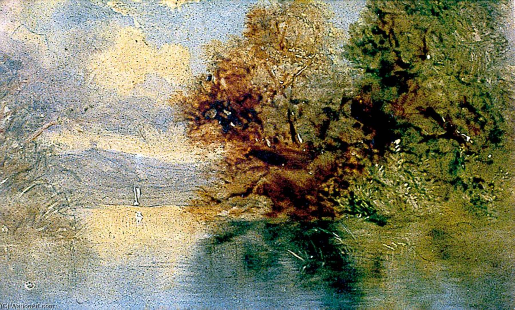 Wikioo.org - The Encyclopedia of Fine Arts - Painting, Artwork by Alfred Priest - River Scene with Overhanging Trees