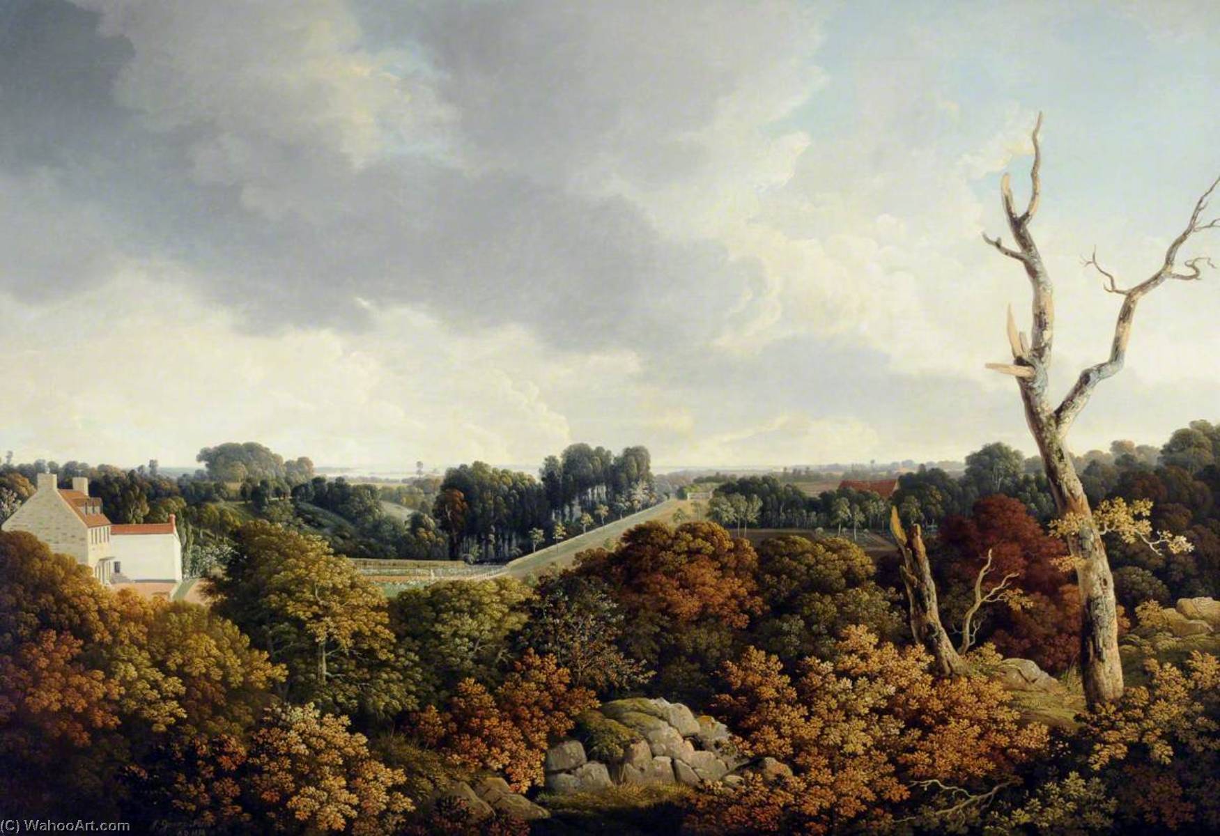 Wikioo.org - The Encyclopedia of Fine Arts - Painting, Artwork by John Tobias Young - View of Le Coin with Elizabeth Castle in the Distance
