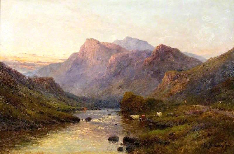 Wikioo.org - The Encyclopedia of Fine Arts - Painting, Artwork by Alfred De Breanski Senior - Evening on a Perthshire River