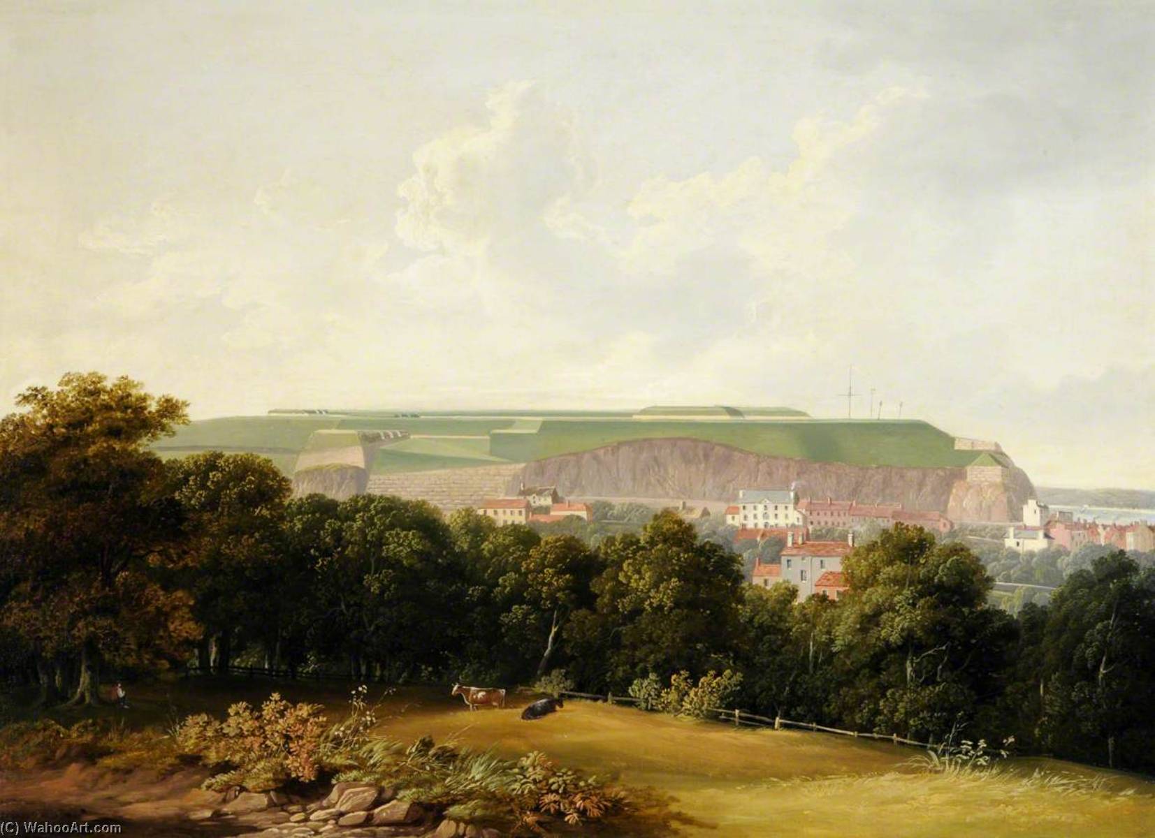 Wikioo.org - The Encyclopedia of Fine Arts - Painting, Artwork by John Tobias Young - Fort Regent Overlooking St Helier