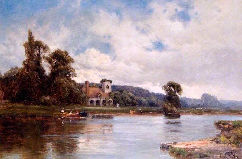 Wikioo.org - The Encyclopedia of Fine Arts - Painting, Artwork by Alfred De Breanski Senior - Medmenham Abbey and Ferry on the Thames, Buckinghamshire