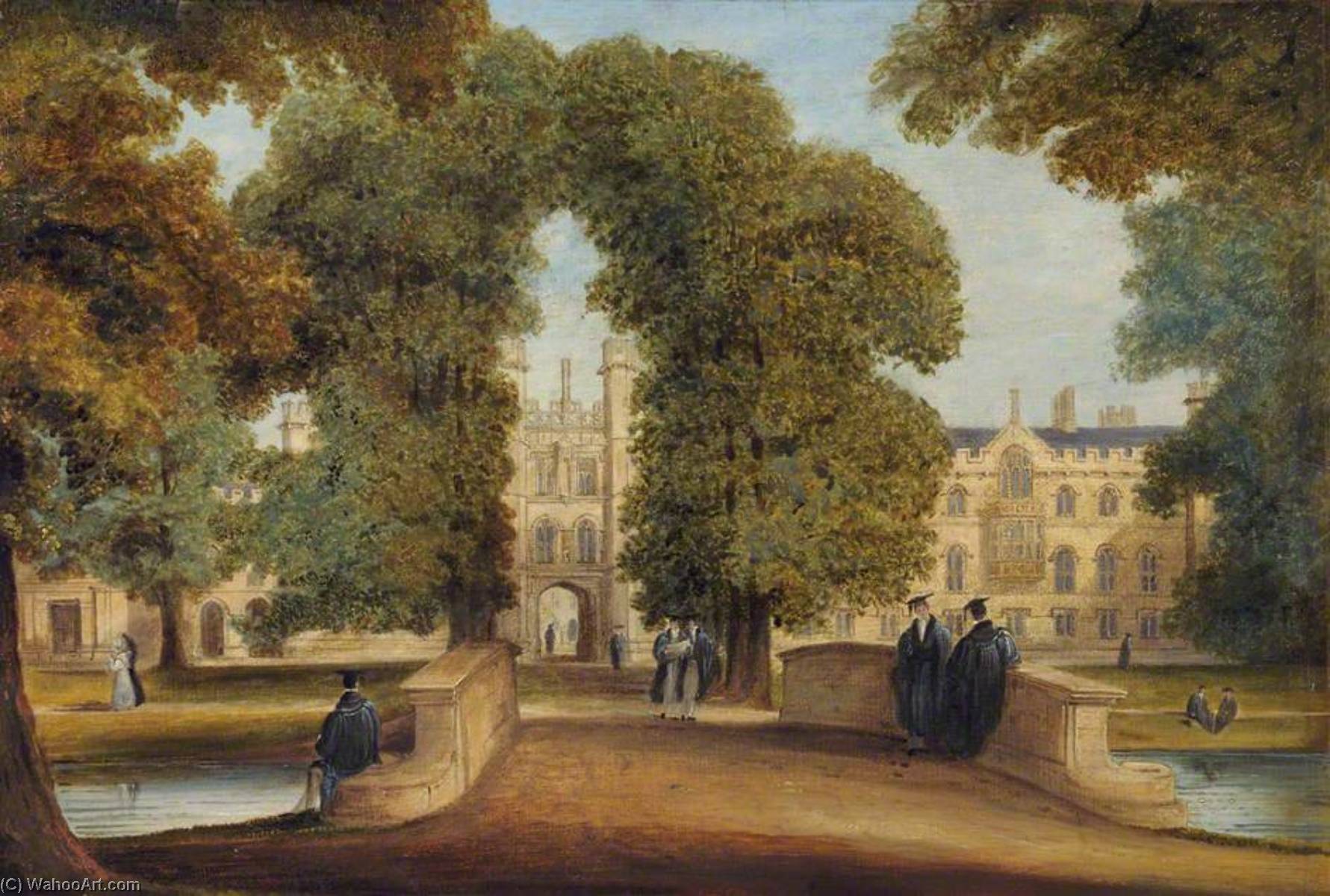 Wikioo.org - The Encyclopedia of Fine Arts - Painting, Artwork by Richard Bankes Harraden - View of New Court from the Backs