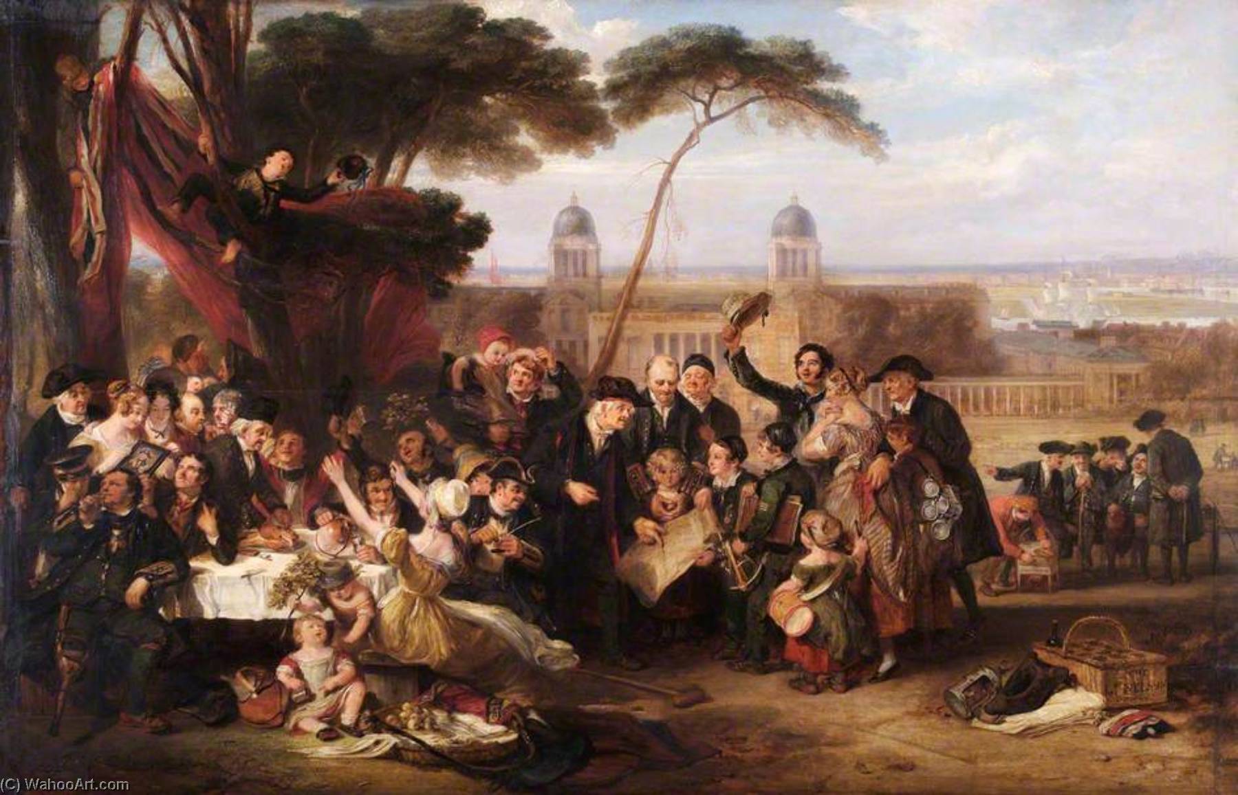 Wikioo.org - The Encyclopedia of Fine Arts - Painting, Artwork by John Burnet - The Greenwich Pensioners Commemorating Trafalgar