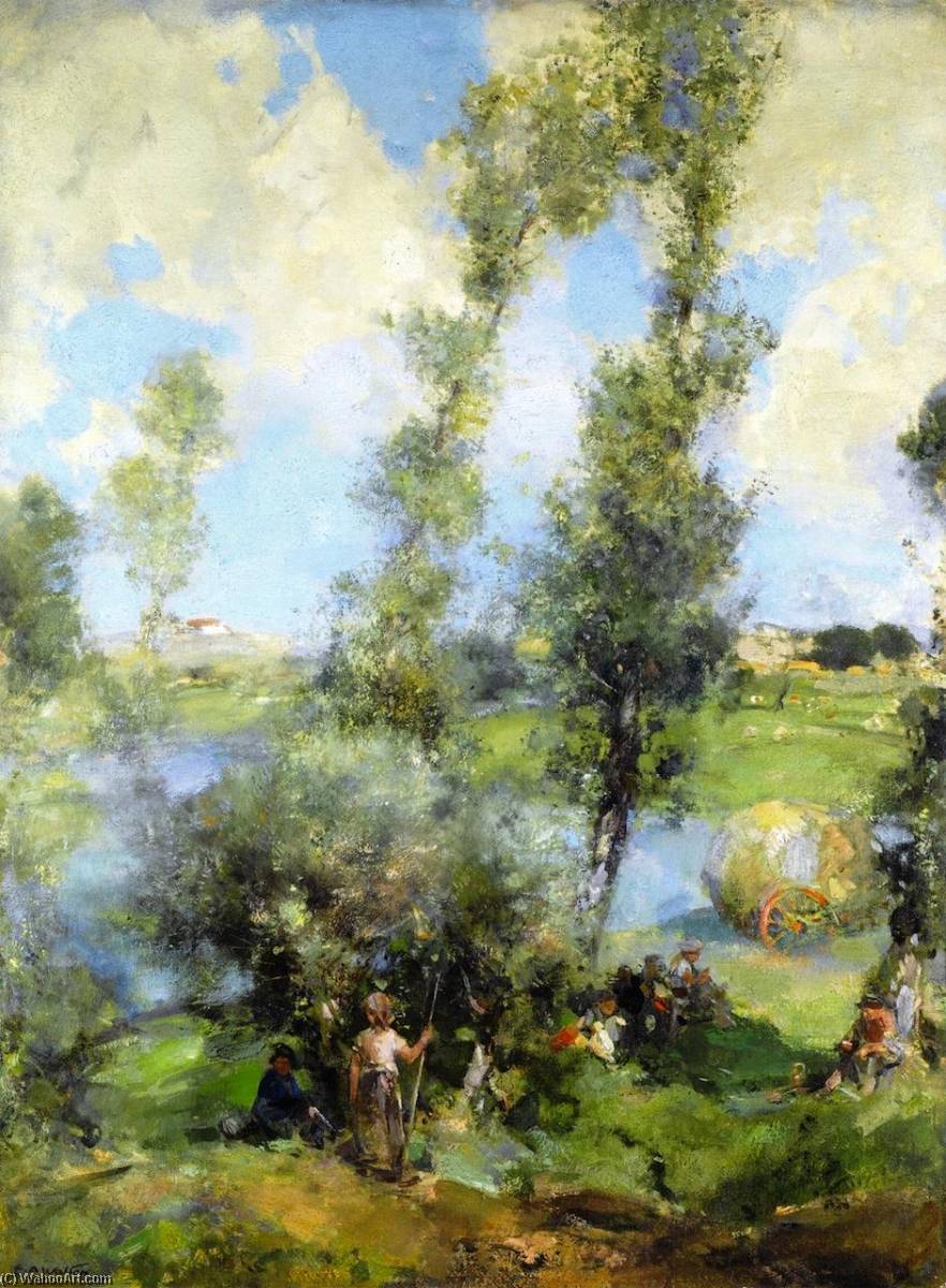 Wikioo.org - The Encyclopedia of Fine Arts - Painting, Artwork by Edward Arthur Walton - Haymaking, a Moments Respite