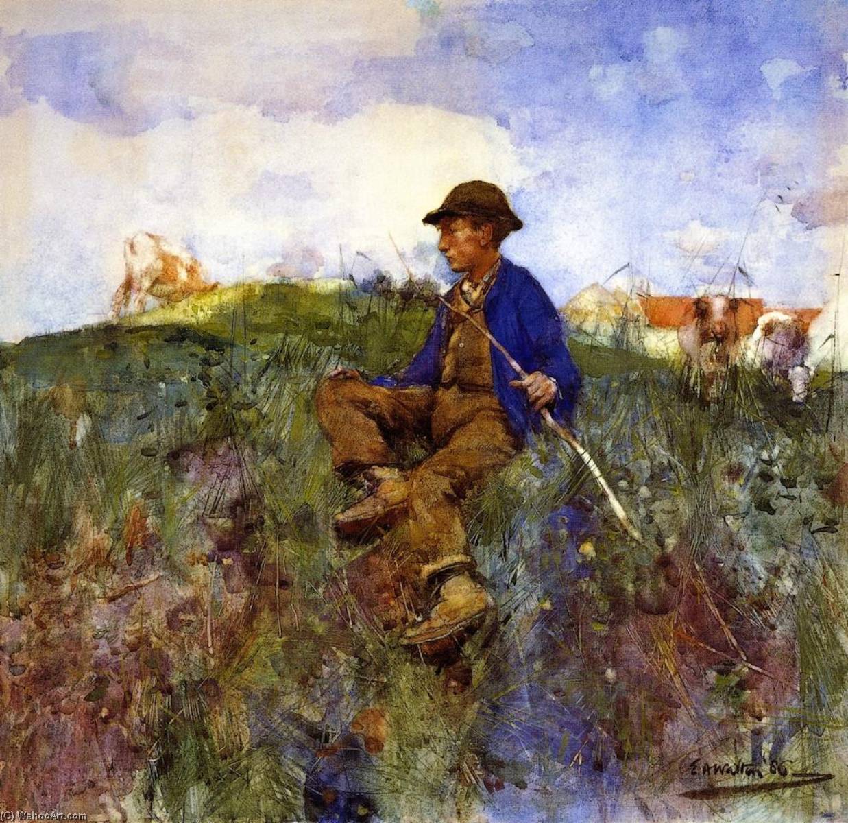Wikioo.org - The Encyclopedia of Fine Arts - Painting, Artwork by Edward Arthur Walton - The Herd Boy