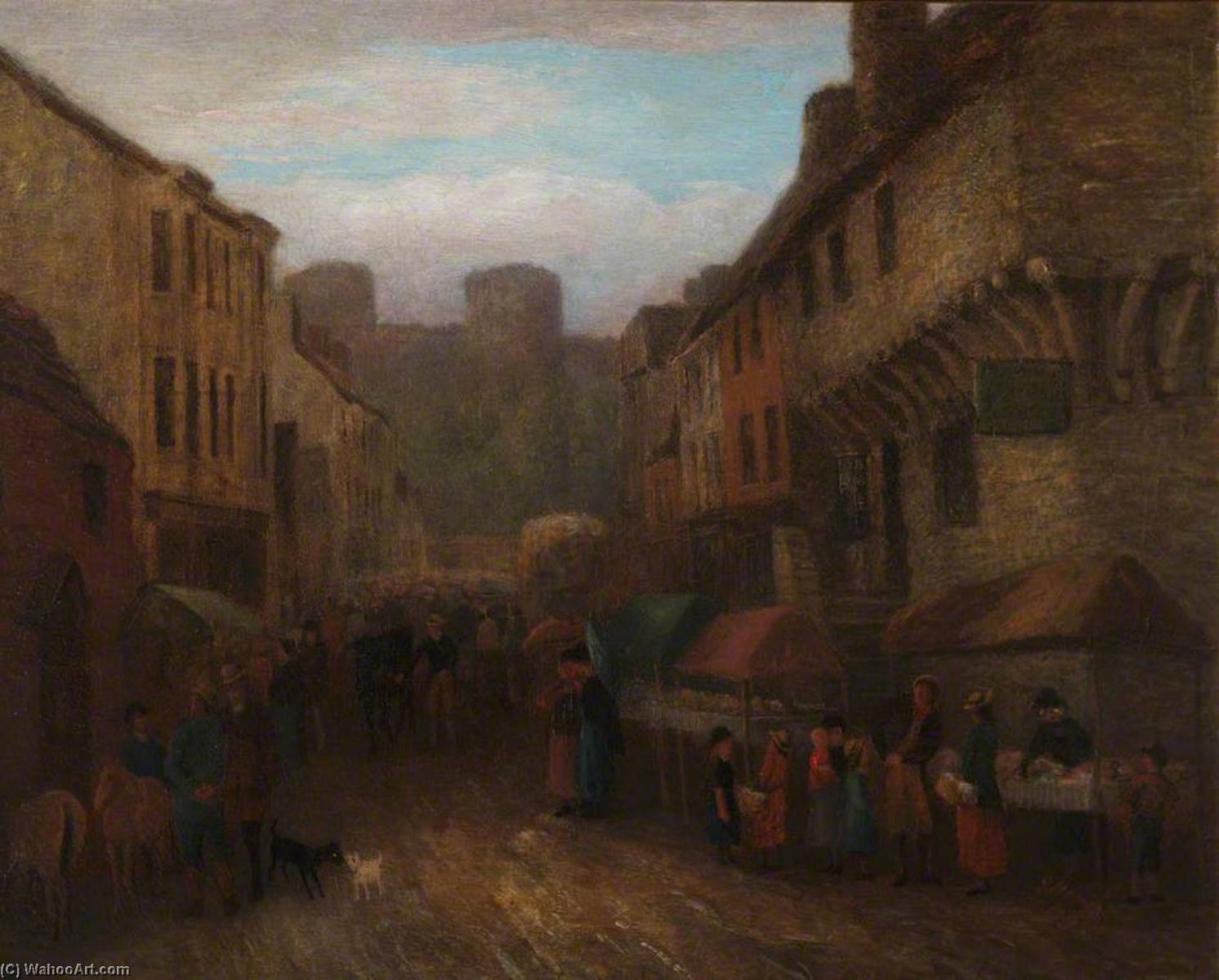 Wikioo.org - The Encyclopedia of Fine Arts - Painting, Artwork by George Hayes - A View of Castle Street, Conwy