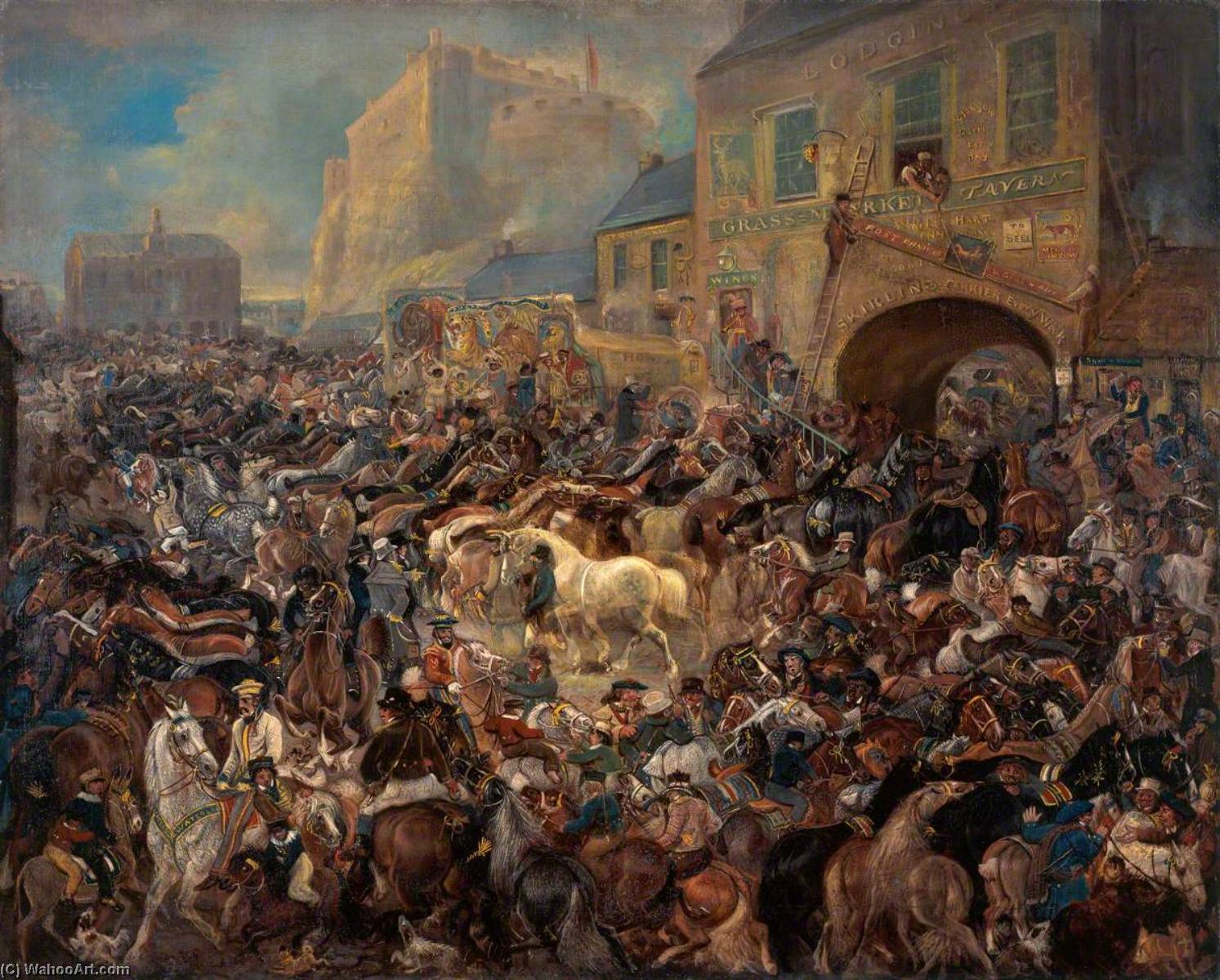 Wikioo.org - The Encyclopedia of Fine Arts - Painting, Artwork by James Howe - The Horse Fair in the Grassmarket, Edinburgh