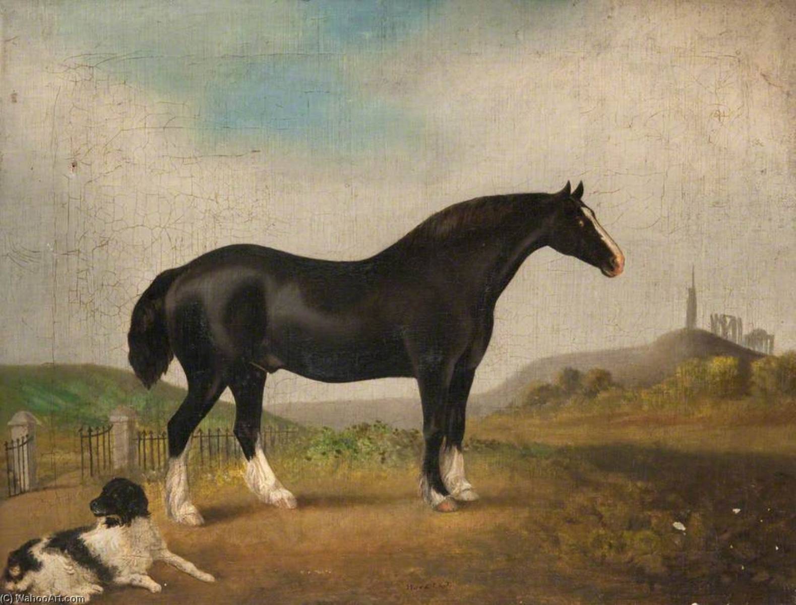 Wikioo.org - The Encyclopedia of Fine Arts - Painting, Artwork by James Howe - Black Horse and a Dog