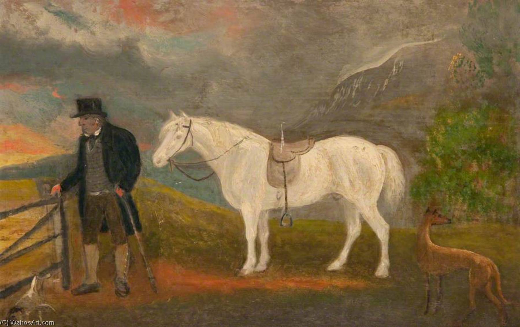 Wikioo.org - The Encyclopedia of Fine Arts - Painting, Artwork by James Howe - Bailie Robb Skirling with a White Horse