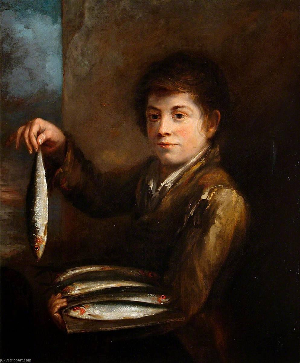 Wikioo.org - The Encyclopedia of Fine Arts - Painting, Artwork by Robert Mendham - Portrait of a Boy with a Fish