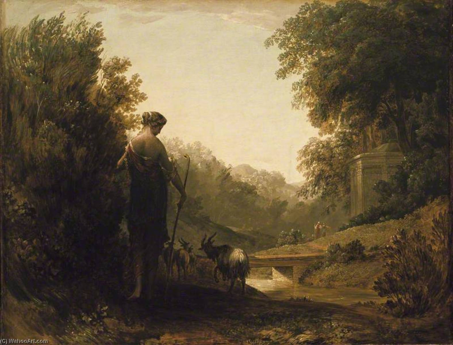 Wikioo.org - The Encyclopedia of Fine Arts - Painting, Artwork by Edward Calvert - Classical Landscape with a Goatherd