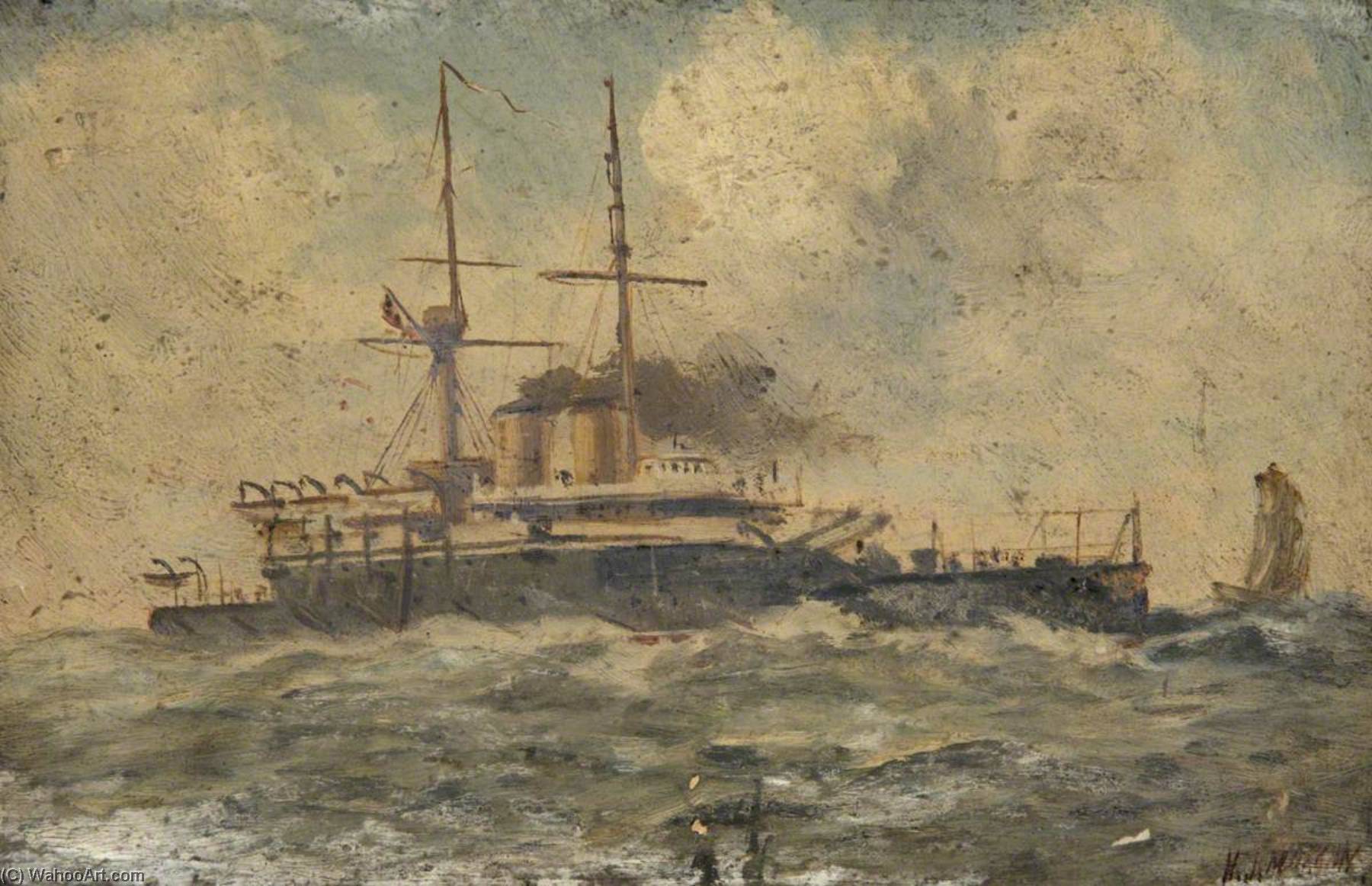 Wikioo.org - The Encyclopedia of Fine Arts - Painting, Artwork by Henry J Morgan - The Battleship HMS 'Anson'