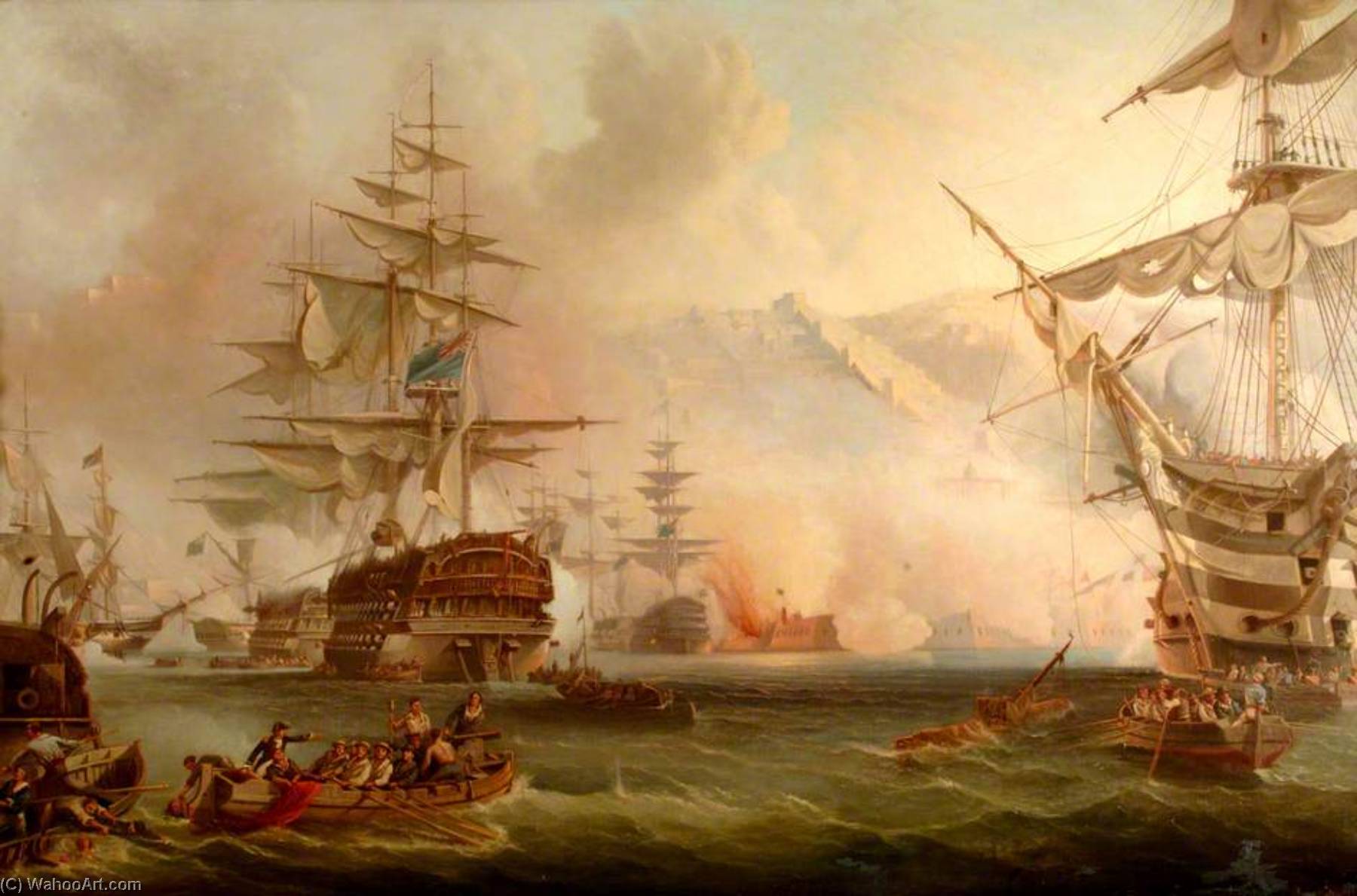 Wikioo.org - The Encyclopedia of Fine Arts - Painting, Artwork by Henry J Morgan - The Bombardment of Algiers, 27 August 1816 (copy after George Chambers I)