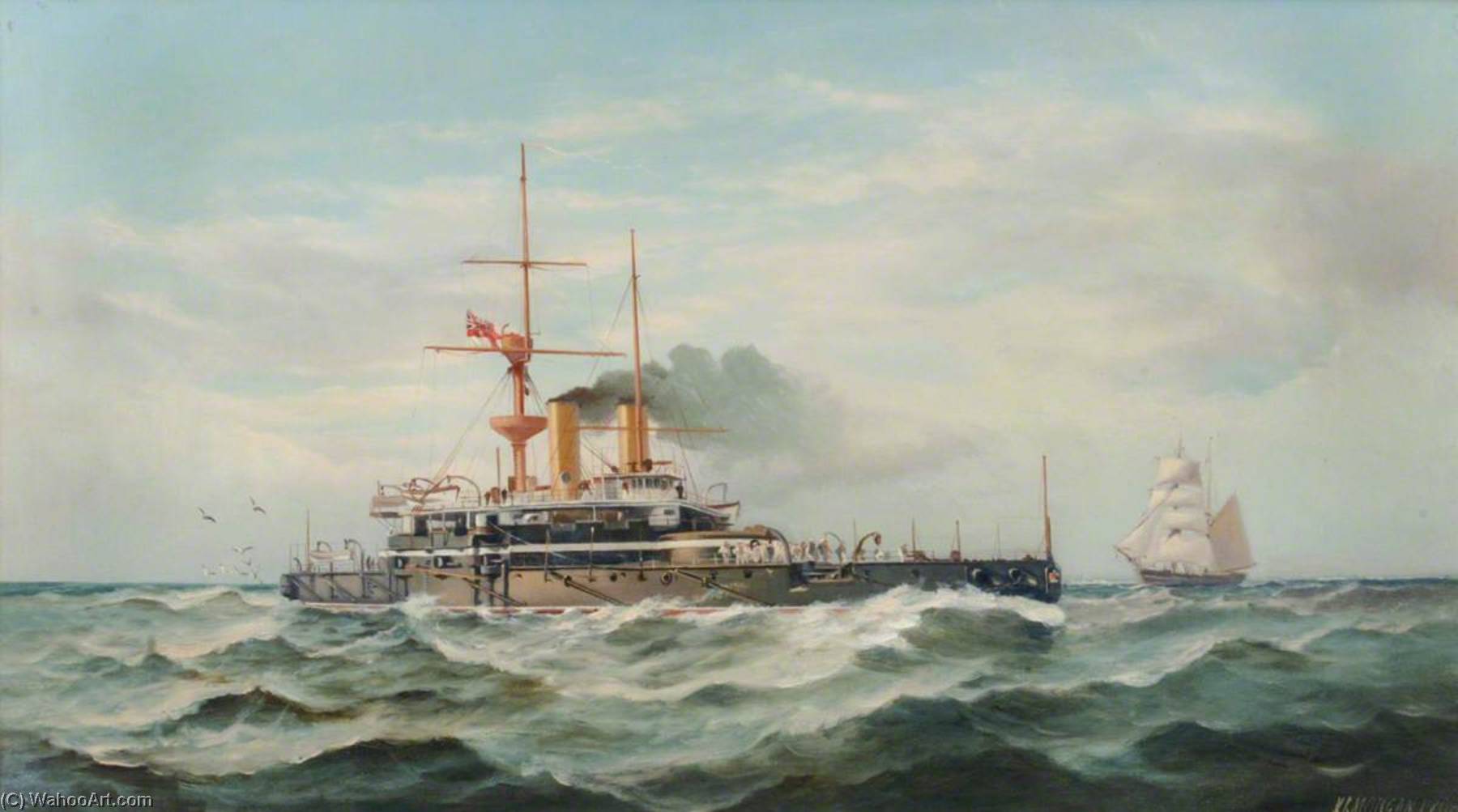 Wikioo.org - The Encyclopedia of Fine Arts - Painting, Artwork by Henry J Morgan - HMS 'Trafalgar', 1898