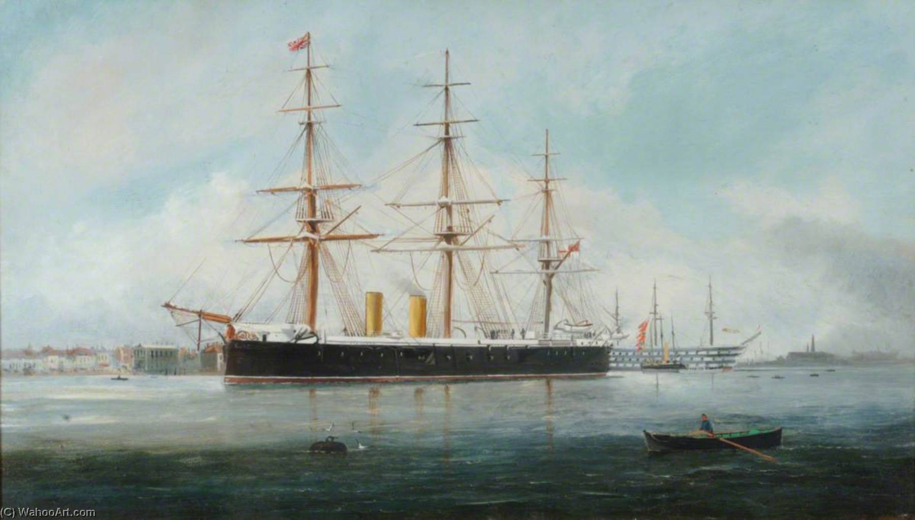 Wikioo.org - The Encyclopedia of Fine Arts - Painting, Artwork by Henry J Morgan - HMS 'Hercules', 1869–1870