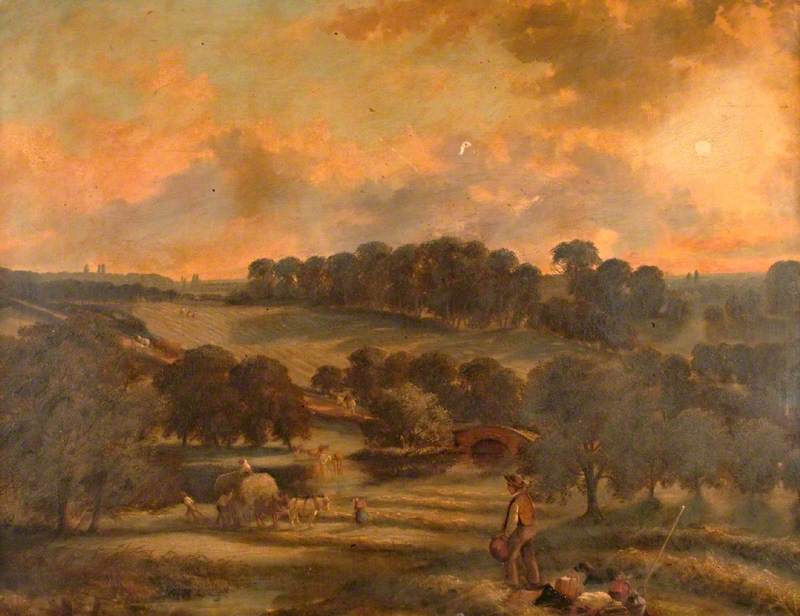 Wikioo.org - The Encyclopedia of Fine Arts - Painting, Artwork by John Joseph Hughes - View of Hay Time, Hamstead Mill, Handsworth, Birmingham