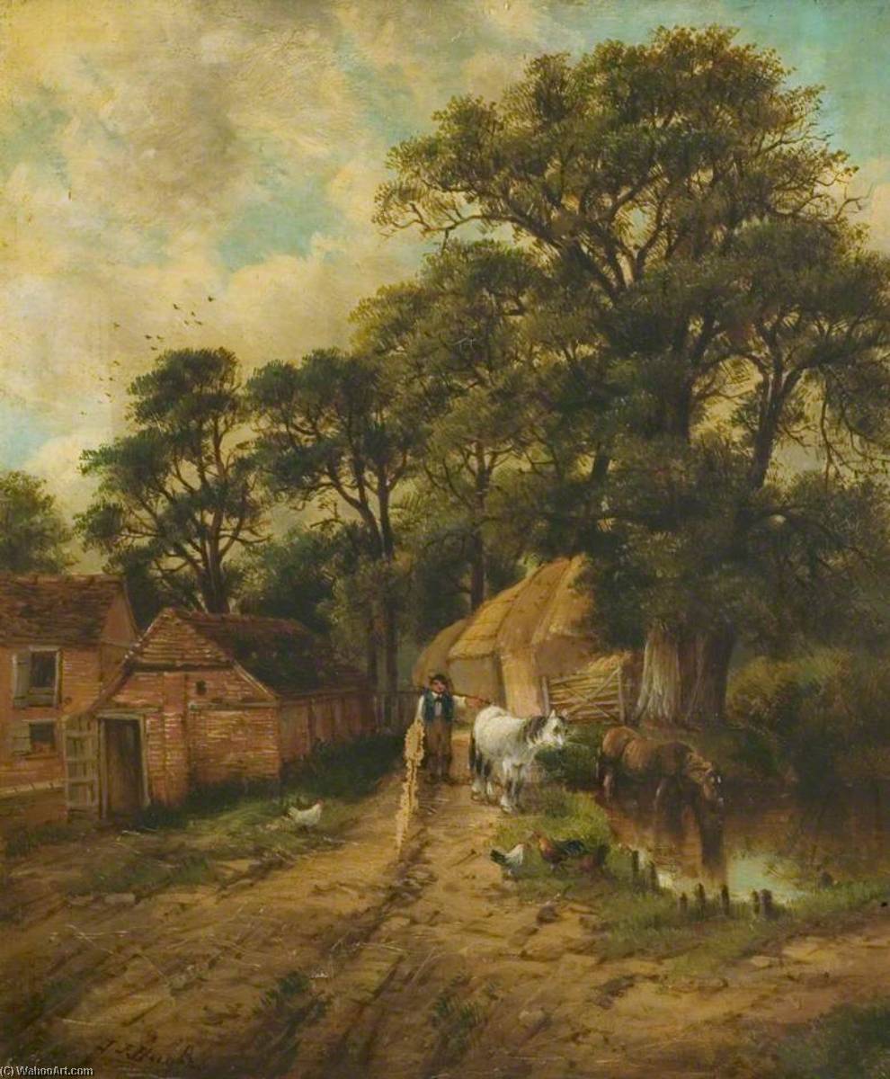 Wikioo.org - The Encyclopedia of Fine Arts - Painting, Artwork by John Joseph Hughes - Farmyard, Solihull, Warwickshire