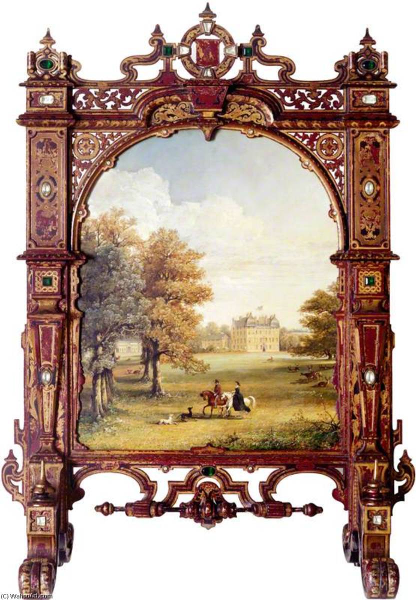 Wikioo.org - The Encyclopedia of Fine Arts - Painting, Artwork by Jennens Bettridge - Keith Hall, Inverurie (fire screen)