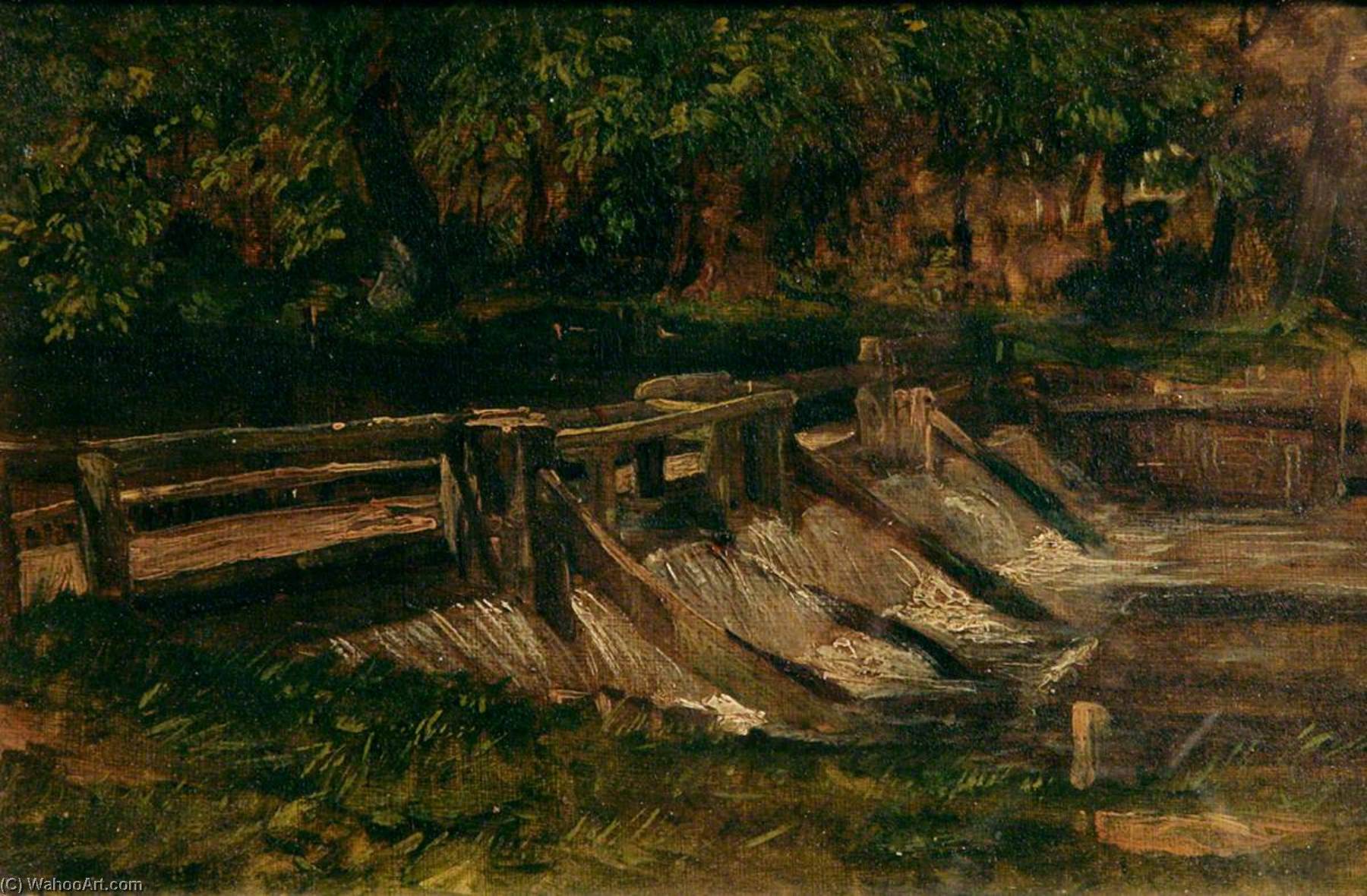 Wikioo.org - The Encyclopedia of Fine Arts - Painting, Artwork by Miles Edmund Cotman - Woodland and Water (The Weir)