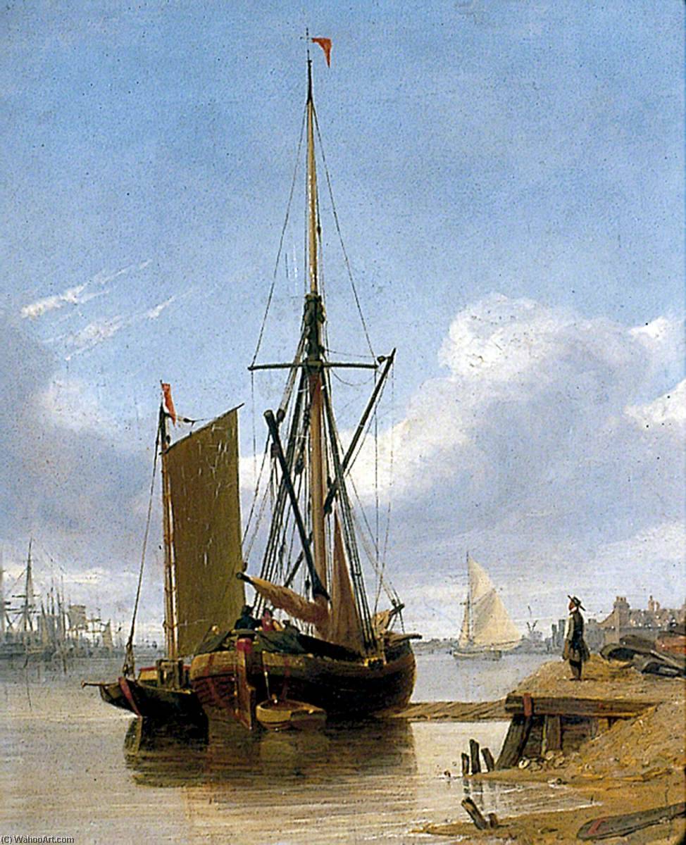 Wikioo.org - The Encyclopedia of Fine Arts - Painting, Artwork by Miles Edmund Cotman - Gorleston Harbour, Norfolk