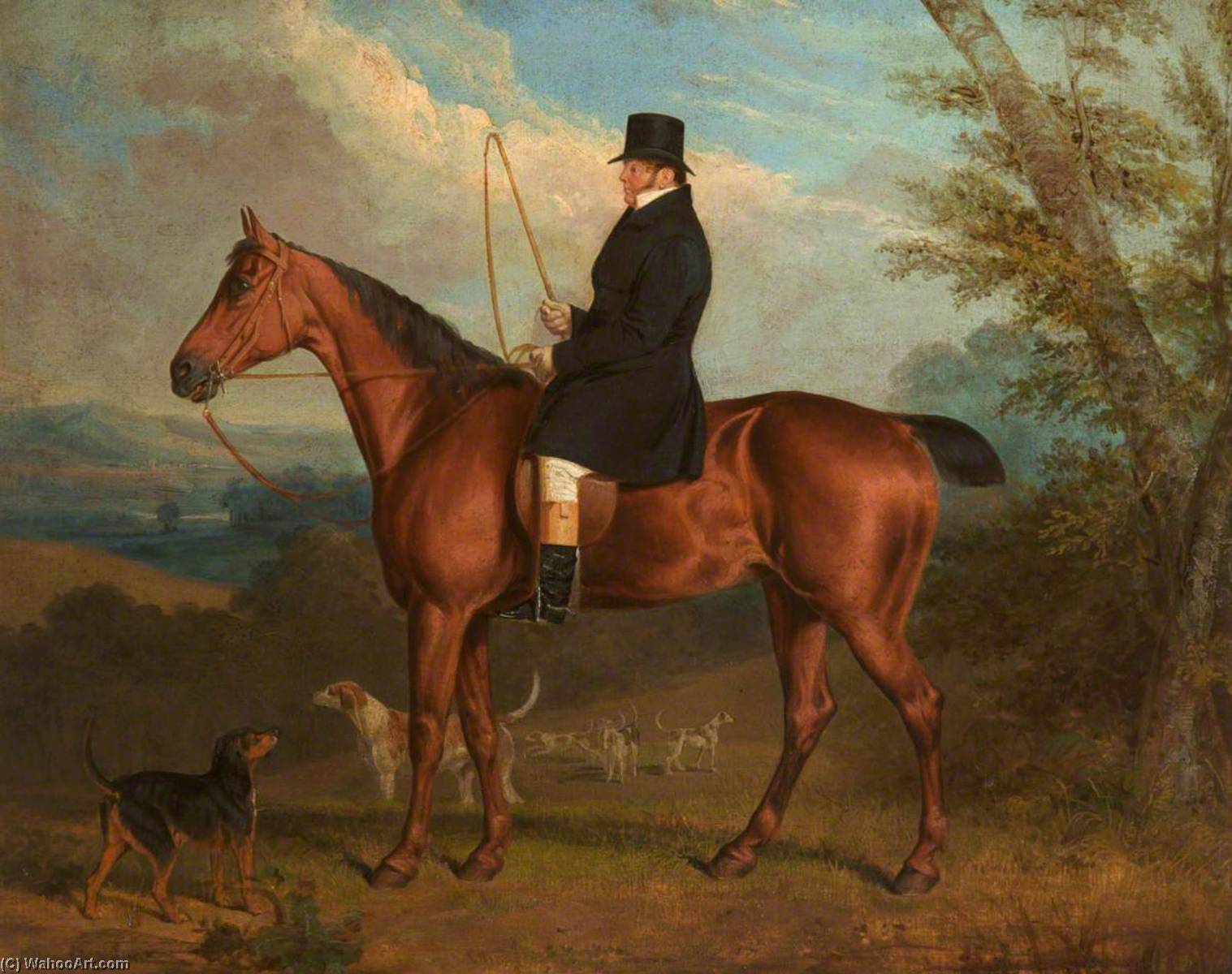 Wikioo.org - The Encyclopedia of Fine Arts - Painting, Artwork by Richard Dodd Widdas - The Reverend W. Parker on a Bay Hunter with Hounds