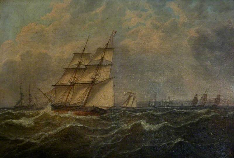 Wikioo.org - The Encyclopedia of Fine Arts - Painting, Artwork by William Mitchell - A Trial Ordered by Vice Admiral Codrington, 31 July 1831, off the Dodman