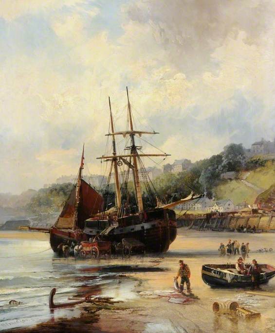 Wikioo.org - The Encyclopedia of Fine Arts - Painting, Artwork by Robert Ernest Roe - Beached Sailing Vessel