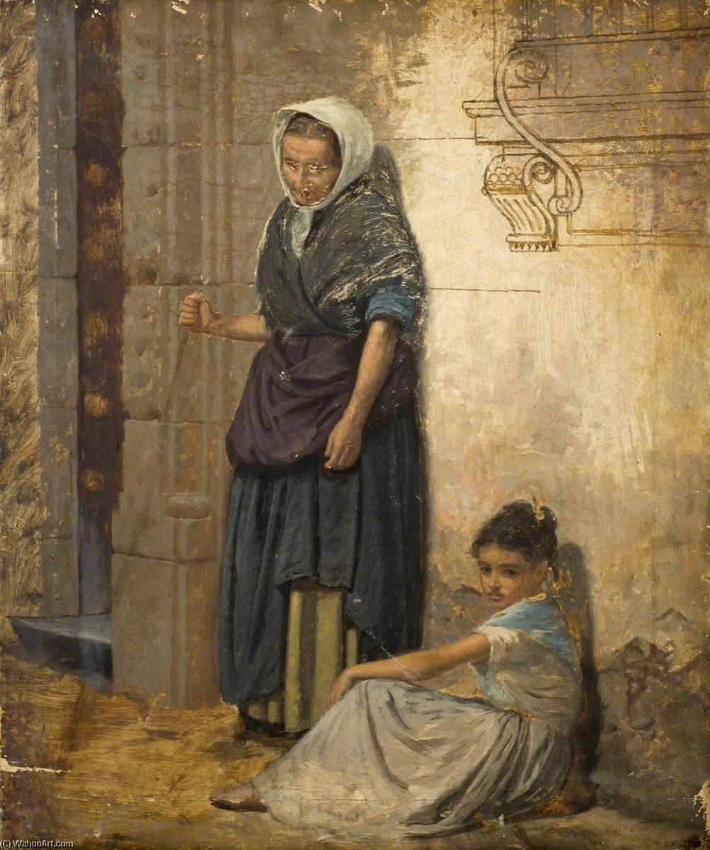 Wikioo.org - The Encyclopedia of Fine Arts - Painting, Artwork by William Bright Morris - Peasant Woman and a Girl