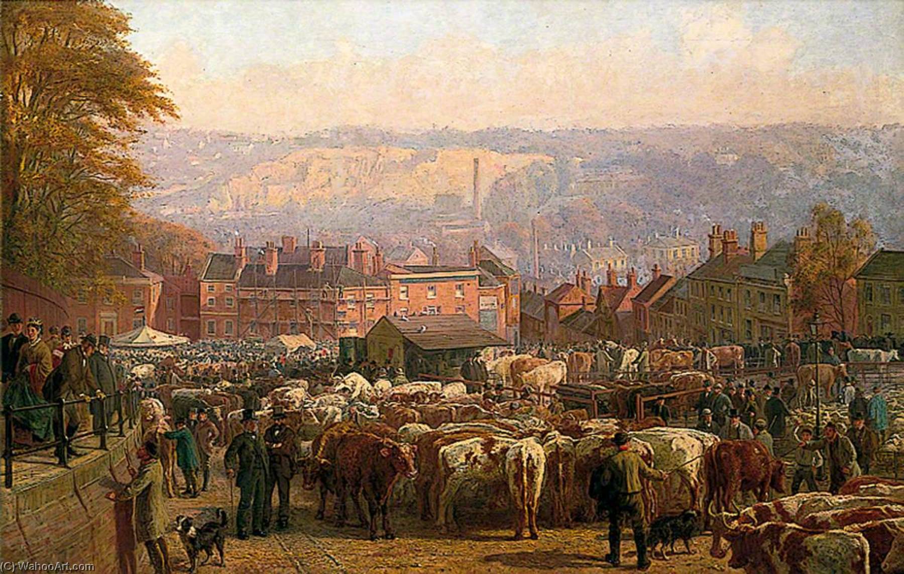 Wikioo.org - The Encyclopedia of Fine Arts - Painting, Artwork by Frederick Bacon Barwell - The Hill at Norwich on Market Day