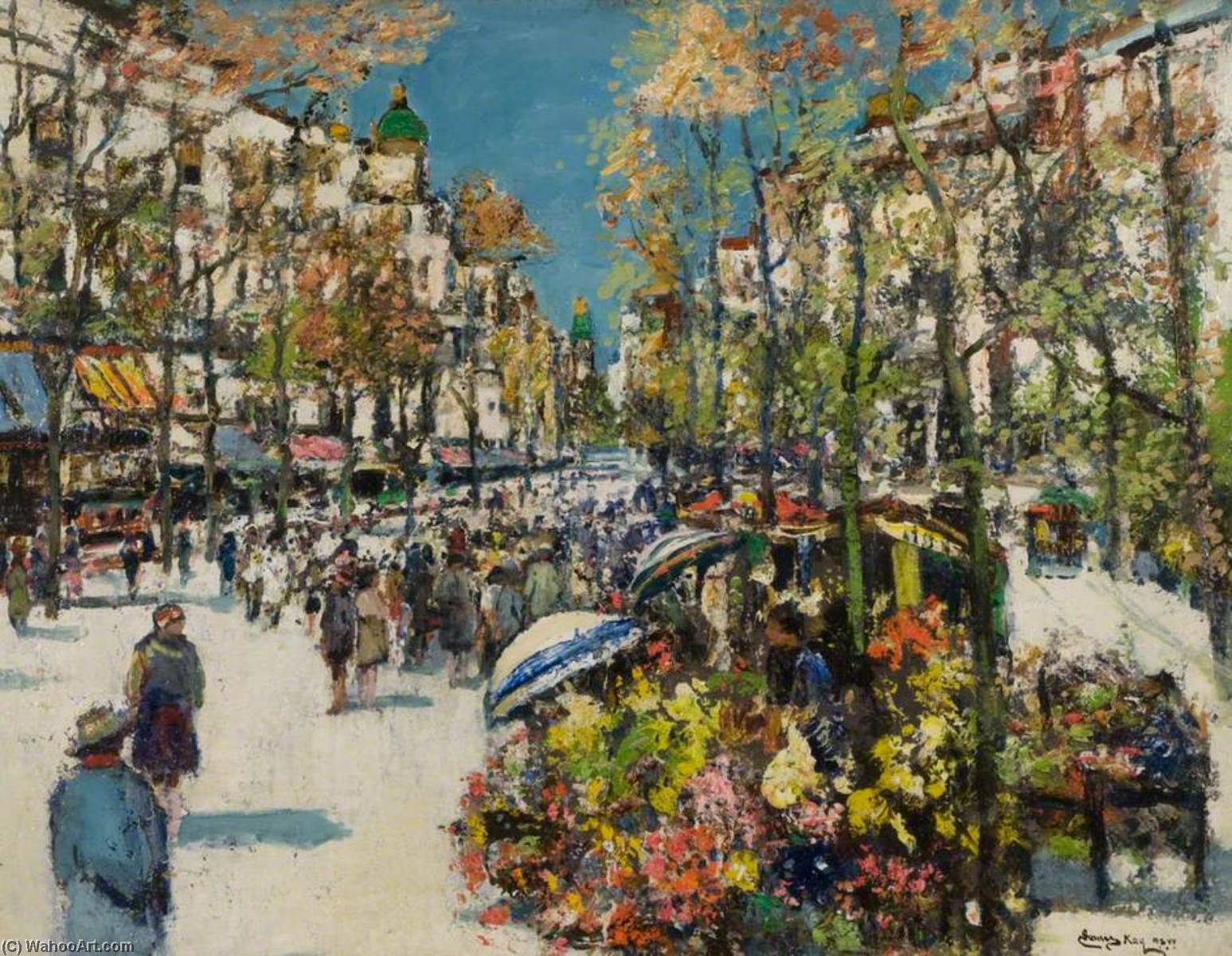 Wikioo.org - The Encyclopedia of Fine Arts - Painting, Artwork by James Kay - Street of Flowers – Barcelona