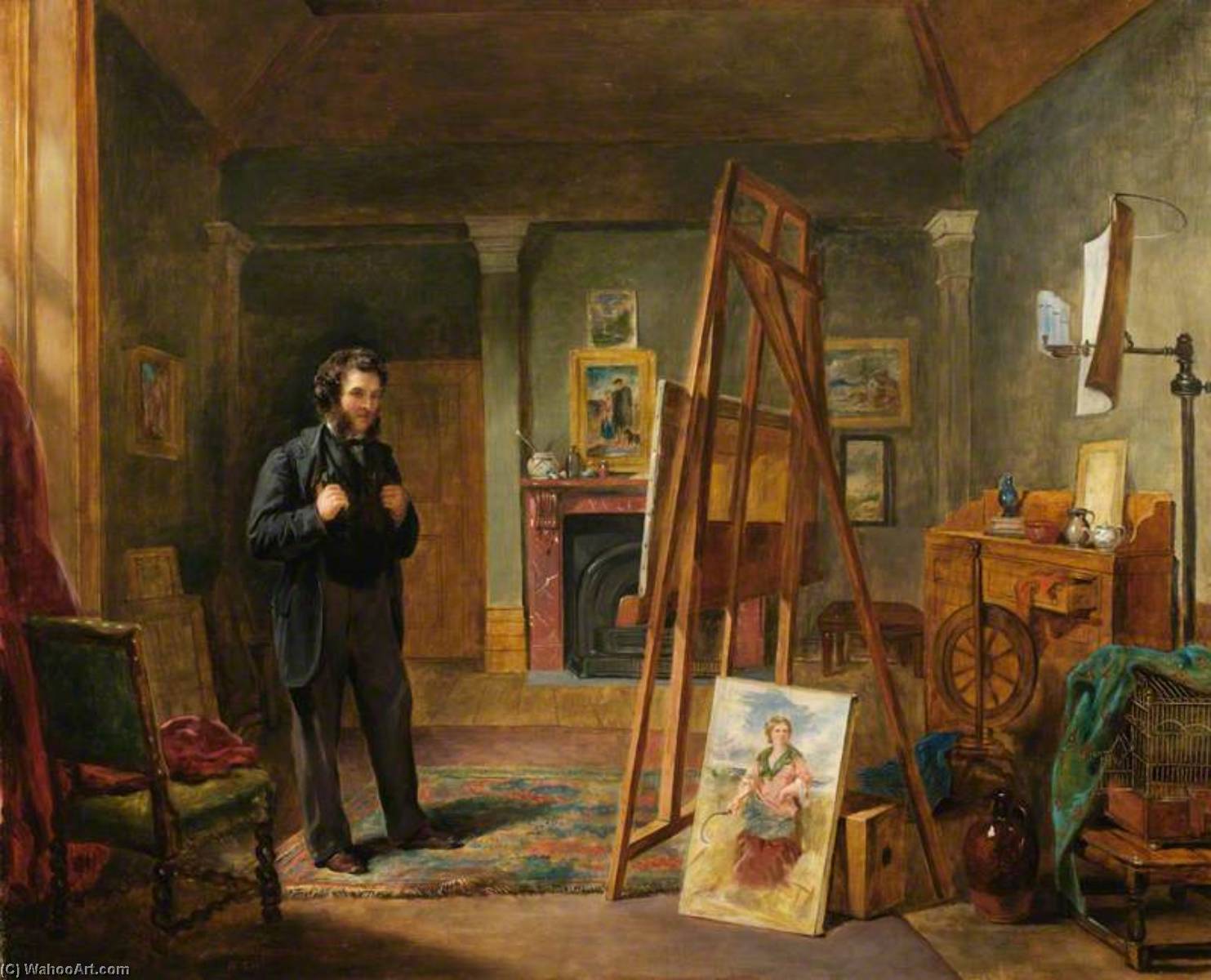 Wikioo.org - The Encyclopedia of Fine Arts - Painting, Artwork by John Ballantyne - Thomas Faed at His Easel in His Studio