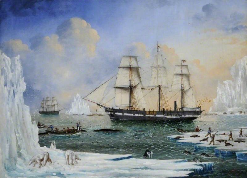 Wikioo.org - The Encyclopedia of Fine Arts - Painting, Artwork by James H Wheldon - 'Diana' and 'Chase' in the Arctic