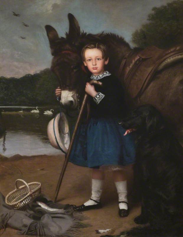 Wikioo.org - The Encyclopedia of Fine Arts - Painting, Artwork by Charles Augustus Henry Lutyens - Lord John Kennedy (1850–1895), Youngest Son of the 2nd Marquess of Ailsa, by the Swan Pond