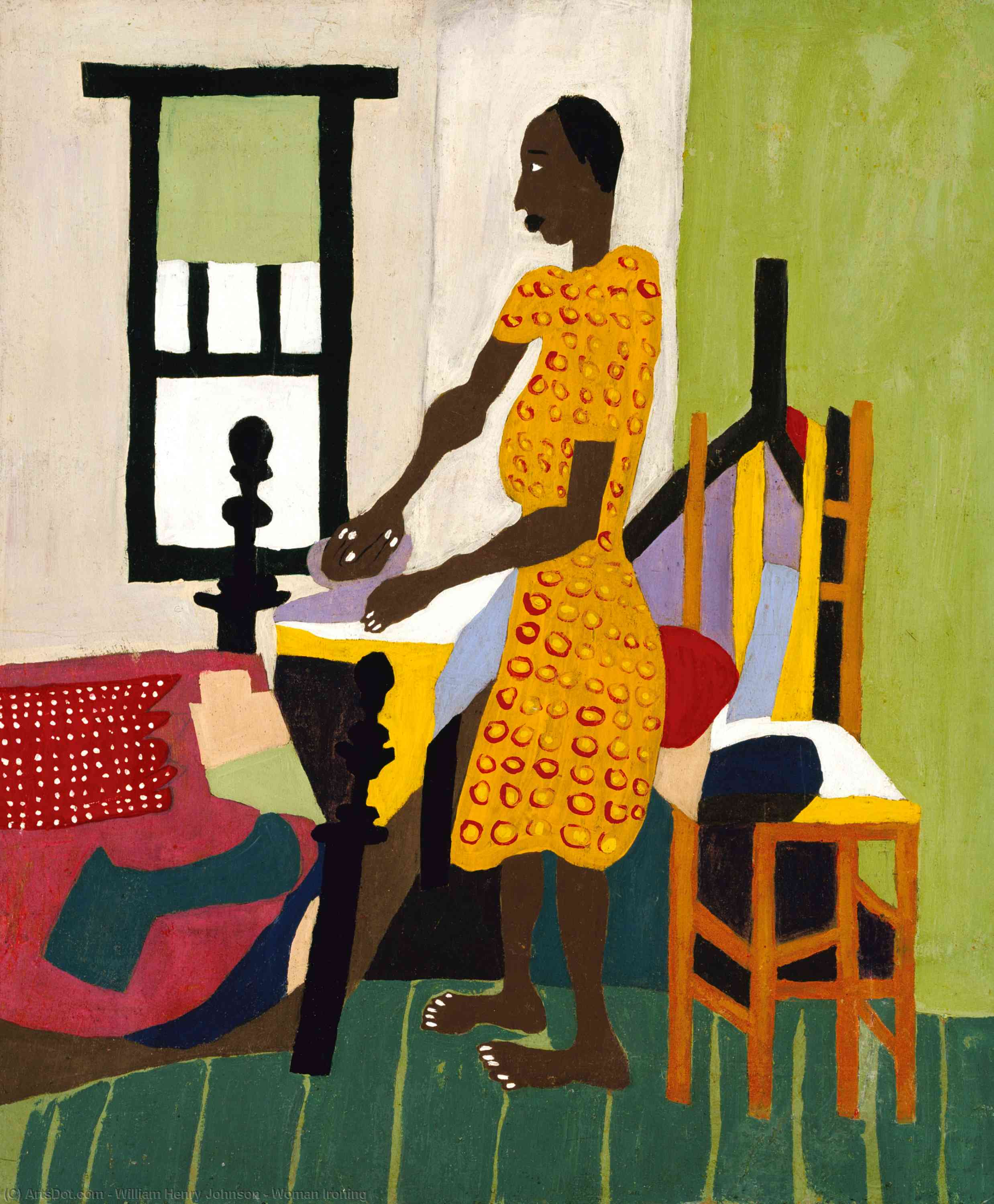 Wikioo.org - The Encyclopedia of Fine Arts - Painting, Artwork by William Henry Johnson - Woman Ironing