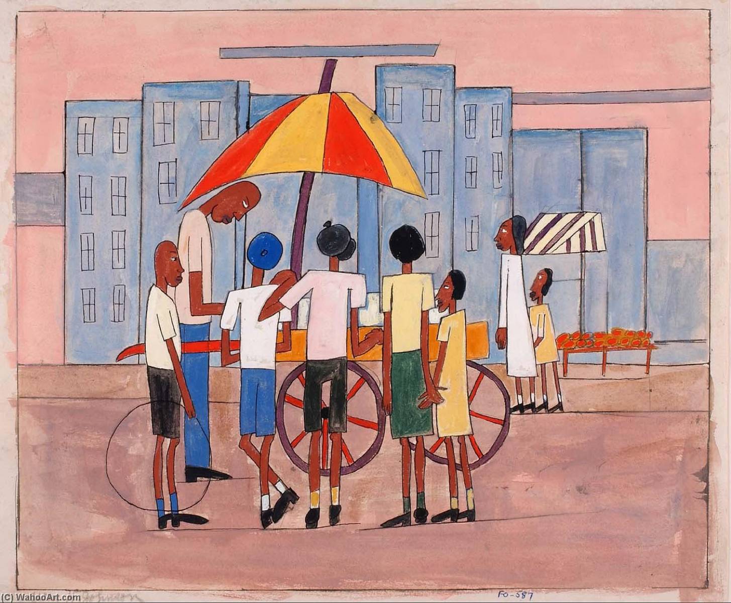 Wikioo.org - The Encyclopedia of Fine Arts - Painting, Artwork by William Henry Johnson - Children at Ice Cream Stand
