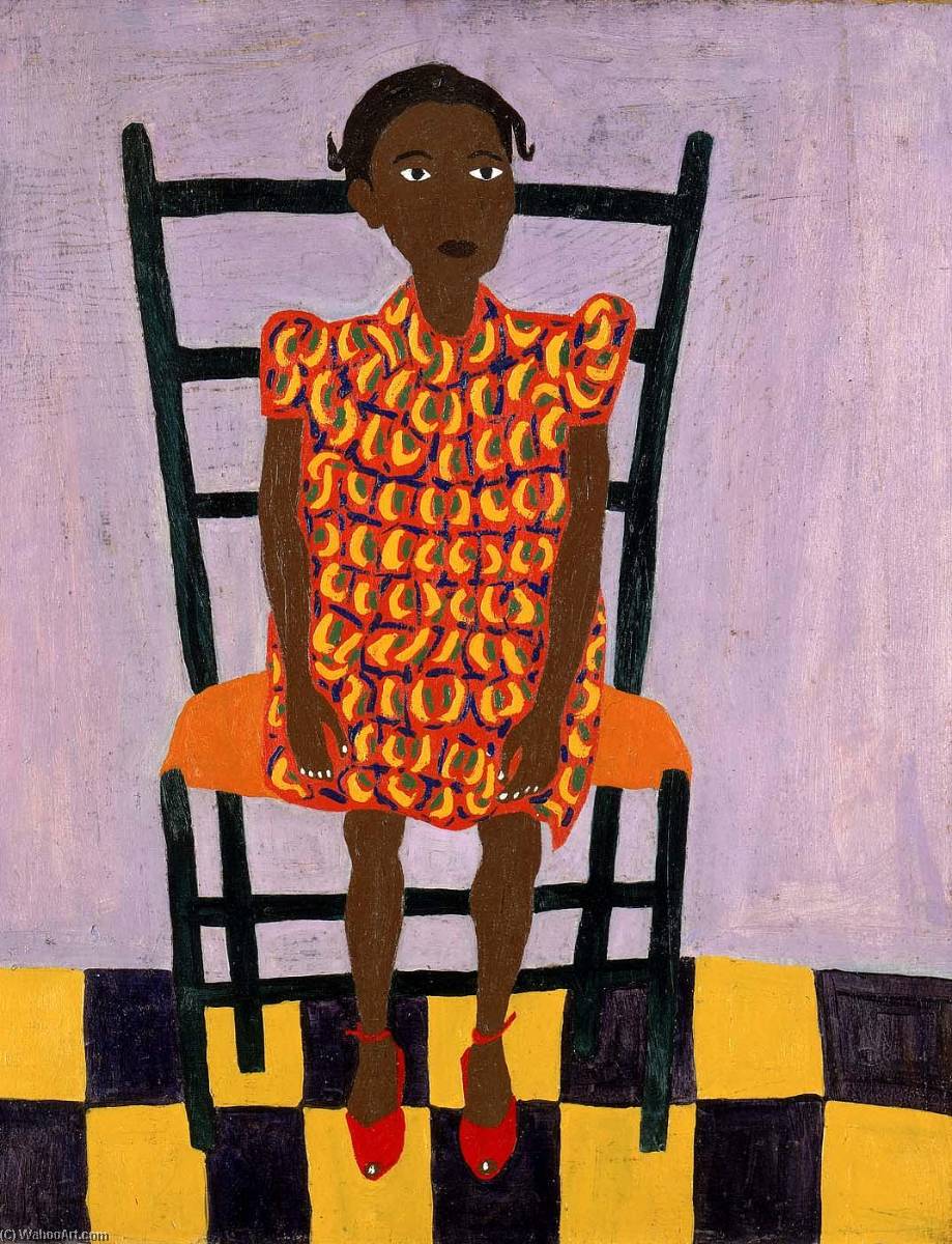 Wikioo.org - The Encyclopedia of Fine Arts - Painting, Artwork by William Henry Johnson - Little Girl in Orange
