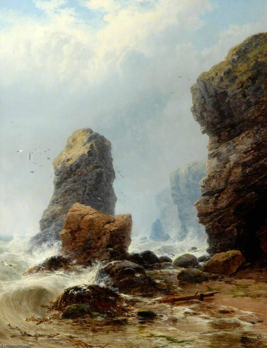Wikioo.org - The Encyclopedia of Fine Arts - Painting, Artwork by George Blackie Sticks - Marsden Bay, Tyne and Wear