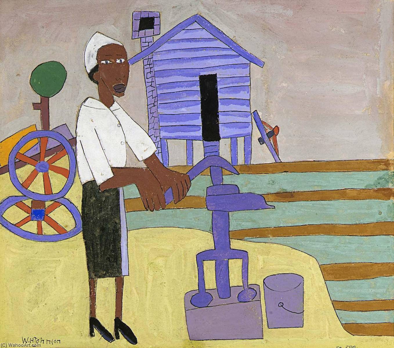 Wikioo.org - The Encyclopedia of Fine Arts - Painting, Artwork by William Henry Johnson - Woman Pumping Water