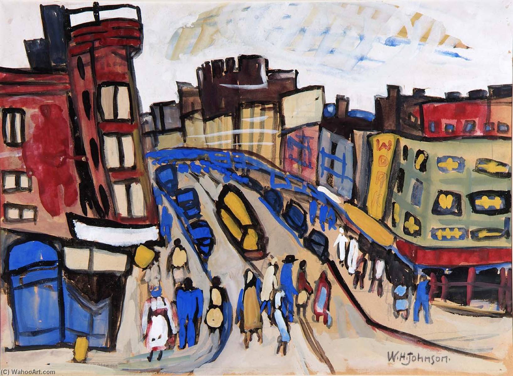 Wikioo.org - The Encyclopedia of Fine Arts - Painting, Artwork by William Henry Johnson - Harlem Street