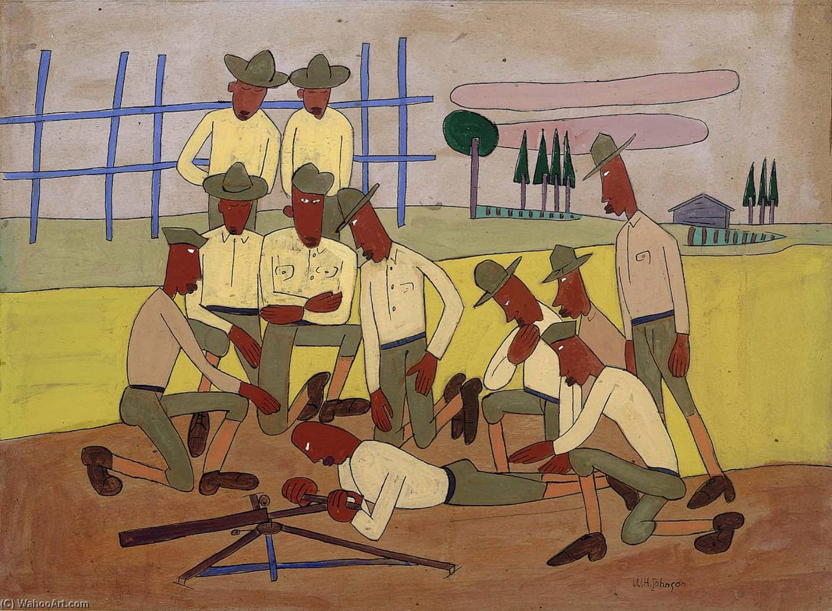 Wikioo.org - The Encyclopedia of Fine Arts - Painting, Artwork by William Henry Johnson - Lessons in a Soldier's Life